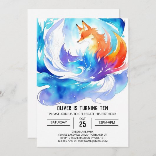 インザワイルダネスキツネ誕生日 招待状 (正面/裏面)