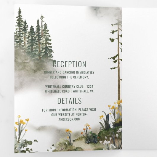 インザワイルドマウン素朴トランドスケープ赤キツネ 三つ折り招待状 (内部最初)