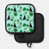 インザ海ブルー熱帯黒いカップポットホルダー 鍋敷き (正面/裏面)