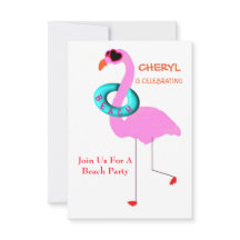 インシェおもしろいーディングピンクフラミンゴビーチパーティー