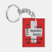インシュリンの依存した糖尿病のタイプ1の糖尿病患者 キーホルダー (正面左)