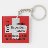インシュリンの依存した糖尿病のタイプ1の糖尿病患者 キーホルダー (裏面)