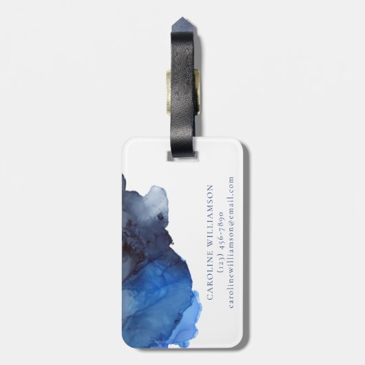 インジエレガントゴ抽象芸術水色パーソナライズされた ラゲッジタグ (裏面縦)