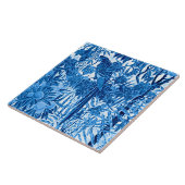 インジゴと白のジャングルにある鸚鵡 タイル (側面)