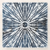 インジゴインクラジアルモチーフ ガラスコースター (正面)