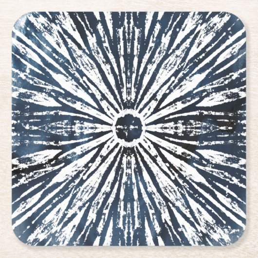 インジゴインクラジアルモチーフ スクエアペーパーコースター (正面)