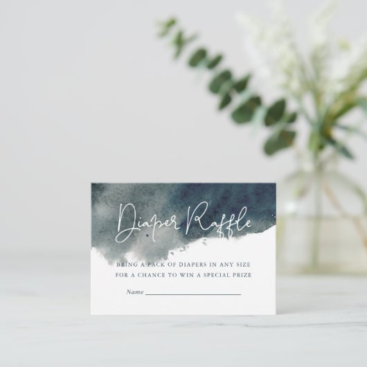 インジゴインク洗い赤ちゃんシャワーおむつラッフル エンクロージャーカード (スタンド正面)