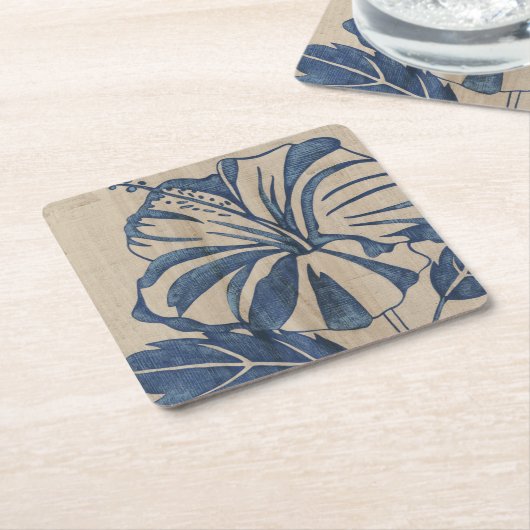 インジゴハイビスカス スクエアペーパーコースター (アングル)