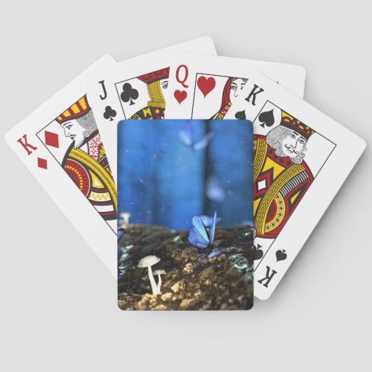 インジゴバタフライ及びマッシュルームフォレスト自転車プレイイ トランプ (裏面)