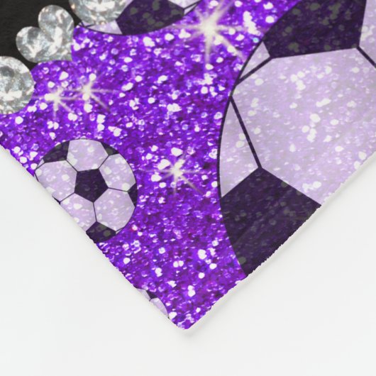 インジゴパープパーソナライズされたル·サッカーと名付ける フリースブランケット (角)