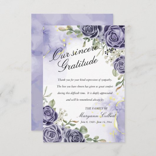 インジゴフローラ悔やみや弔慰サンキューカード サンキューカード (正面/裏面)