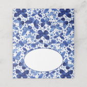 インジゴモダンブルーウォーターカラーバタフライ プレイスカード (外部開封)