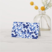 インジゴモダンブルーウォーターカラーバタフライ プレイスカード (裏面)