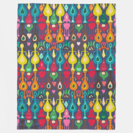 インジゴラブイカット フリースブランケット