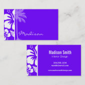 インジゴ熱帯産ハイビスカス;ヤシ 名刺 (正面/裏面)