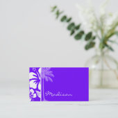 インジゴ熱帯産ハイビスカス;ヤシ 名刺 (スタンド正面)