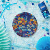 インジゴ紅葉旋回パターン ペーパープレート (パーティー)