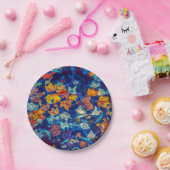 インジゴ紅葉旋回パターン ペーパープレート (パーティー)