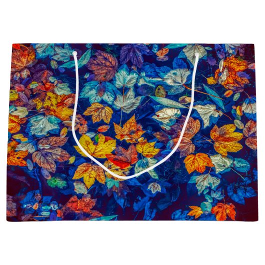 インジゴ紅葉旋回パターン ラージペーパーバッグ (正面)