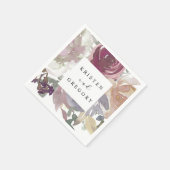 インジゴ赤面ノスタルジックフローラ結婚モノグラム スタンダードカクテルナプキン (角)