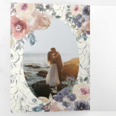 インジゴ赤面フローラ三折結婚式招待状 三つ折り招待状 (内部最初)