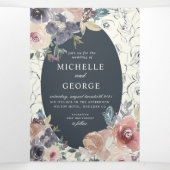 インジゴ赤面フローラ三折結婚式招待状 三つ折り招待状 (内部中)