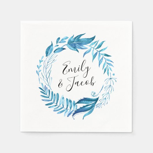 インジゴ離れ |パーソナライズされた結婚s スタンダードカクテルナプキン (正面)