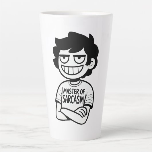 インジム漫画のユーモアのあるイラストレーションラのマスター カフェラテマグ (正面)