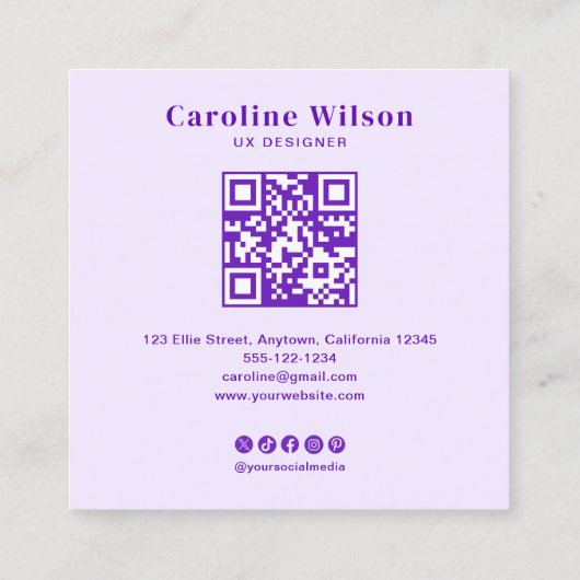 インジモダンゴミニマルプロフェッショナルQRコード写真 スクエア名刺 (裏面)