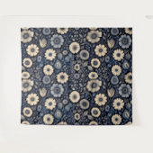 インジ芸術的ゴ花模様 | 水彩パターンデザイン タペストリー (正面(横))