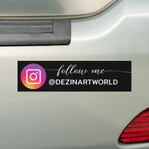インスタグラムのソーシャルメディアページをフォローしてください 黒と白 バンパーステッカー