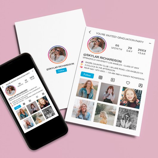 インスタグラムの卒業パーティー招待状  SNS 卒業おめでとう 招待状