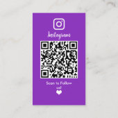 インスタグラムをチェックしよう パープル | ソーシャルメディア 名刺 (裏面)
