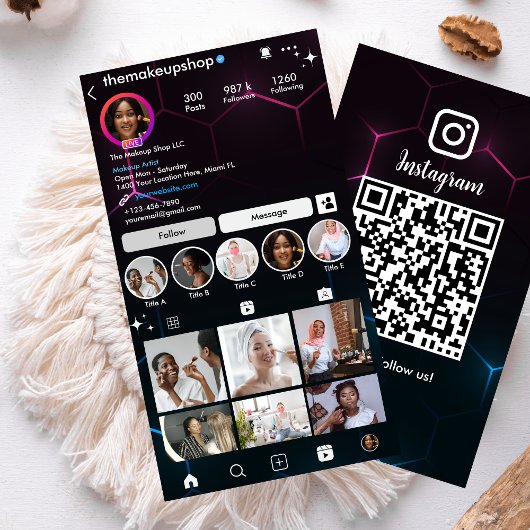 インスタグラムインフルエンサー 黒QRコード ソーシャルメディア 名刺