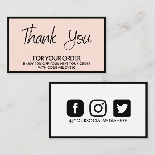 インスタグラムエレガントトレンディー割引ありがとう 名刺 (正面/裏面)