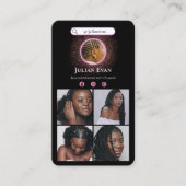 インスタグラムグリッターネオンピンクアフリカ毛編組 名刺 (正面)