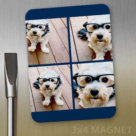 インスタグラムコラージュネイビー4枚の写真で作成 マグネット