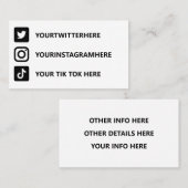 インスタグラムティックトックツイッター 名刺 (正面/裏面)
