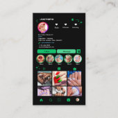 インスタグラムネイルサロングリーン |ソーシャルメディアQRコード 名刺 (正面)