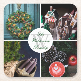 インスタグラムハイゲクリスマスシーズン写真コラージュ スクエアペーパーコースター
