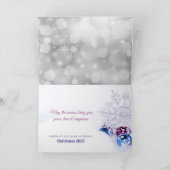 インスタグラムフォトクリスマスボーブルピンクパープルスノー カード (内部)