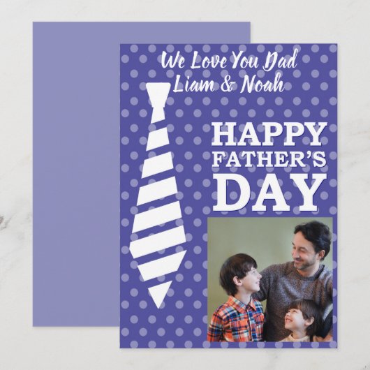 インスタグラム写真 タイダイ ドット ブルー 父の日 カード (正面/裏面)