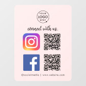 インスタグラム フェイスブック QRコード ピンクでつながろう ウィンドウサイン (シート)
