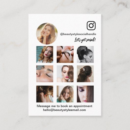 インスタグラム フォト グリッド コラージュ 美しさ ソーシャルメディア 名刺 (正面)