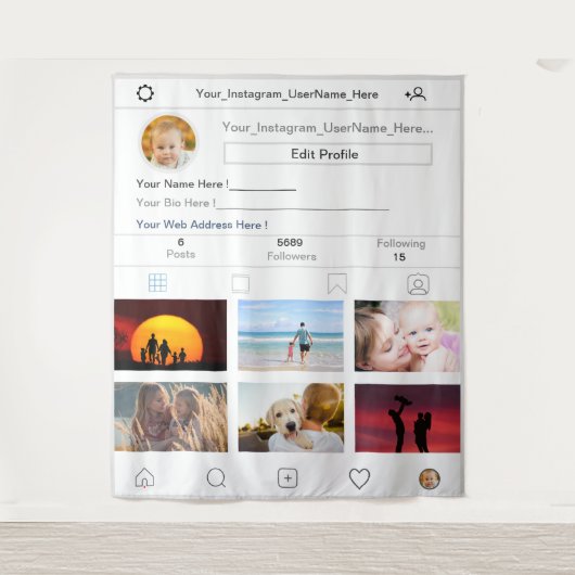 インスタグラム プロフィール 写真 ブース バックドロップ 小道具 タペストリー (正面)