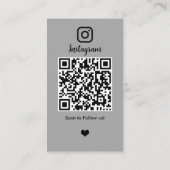 インスタグラム ヘアスタイリスト グレーQRコード ソーシャルメディア 名刺 (裏面)