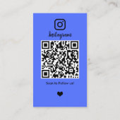 インスタグラム ヘアスタイリスト 青 QRコード ソーシャルメディア 名刺 (裏面)