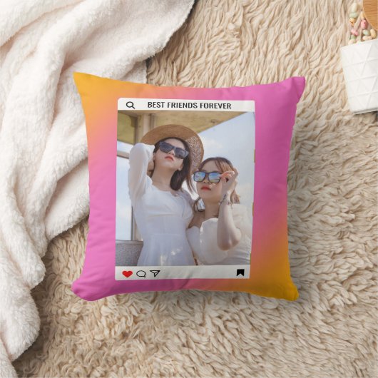 インスタグラム 写真 ベストフレンド ピンク クッション (ブランケット)