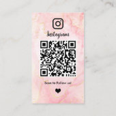 インスタグラム 大理石 ピンク QRコード ソーシャルメディア 名刺 (裏面)