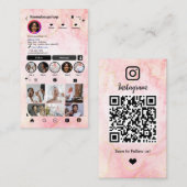 インスタグラム 大理石 ピンク QRコード ソーシャルメディア 名刺 (正面/裏面)